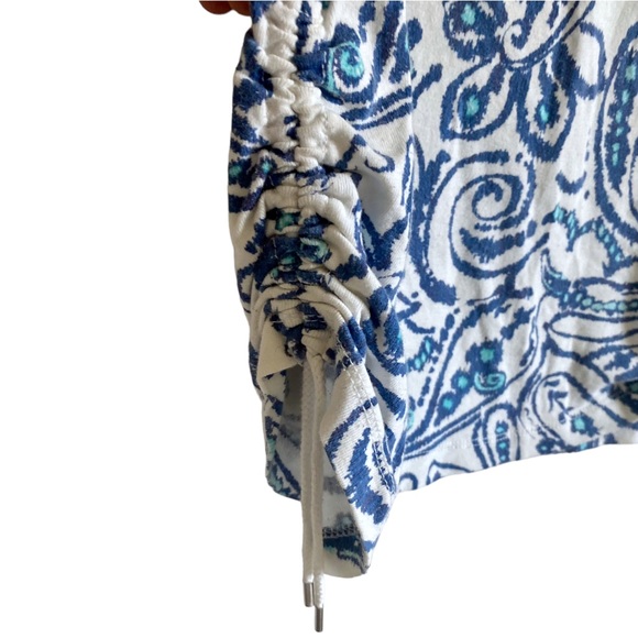 CHAPS RALPH LAUREN SHORT SLEEVE FLORAL TOP WITH SIDE DRAW STRINGS - Picture 4 of 10